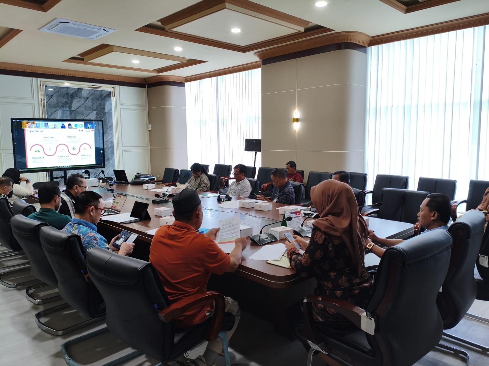 Kegiatan rapat bersama KPK terkait dengan penyamaan persepsi survei penilaian integritas tahun 2025